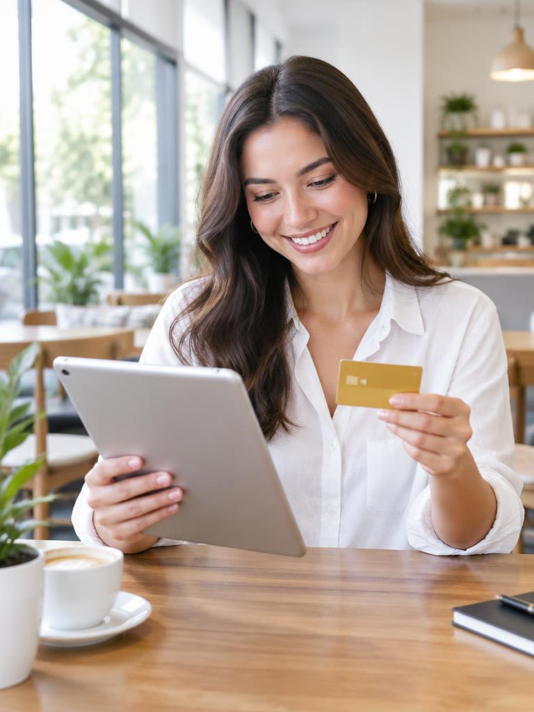 Member shopping with tablet